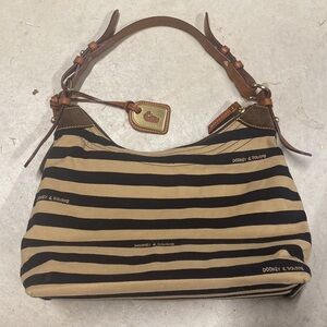 Dooney & Bourke Tan and Black Striped Shoulder Bag